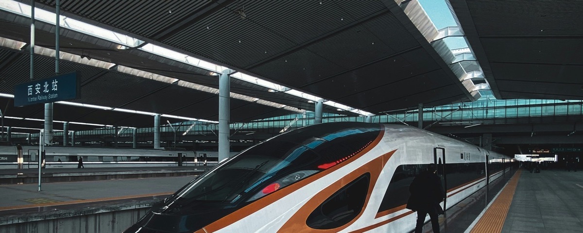 A high-speed train at Xi'an North Railway Station.
