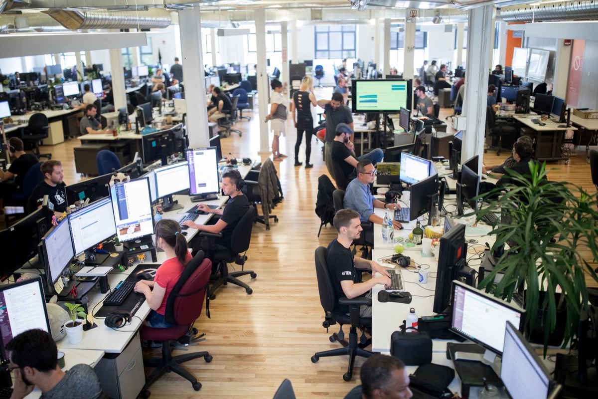Developers working inside Ubisoft Montreal.